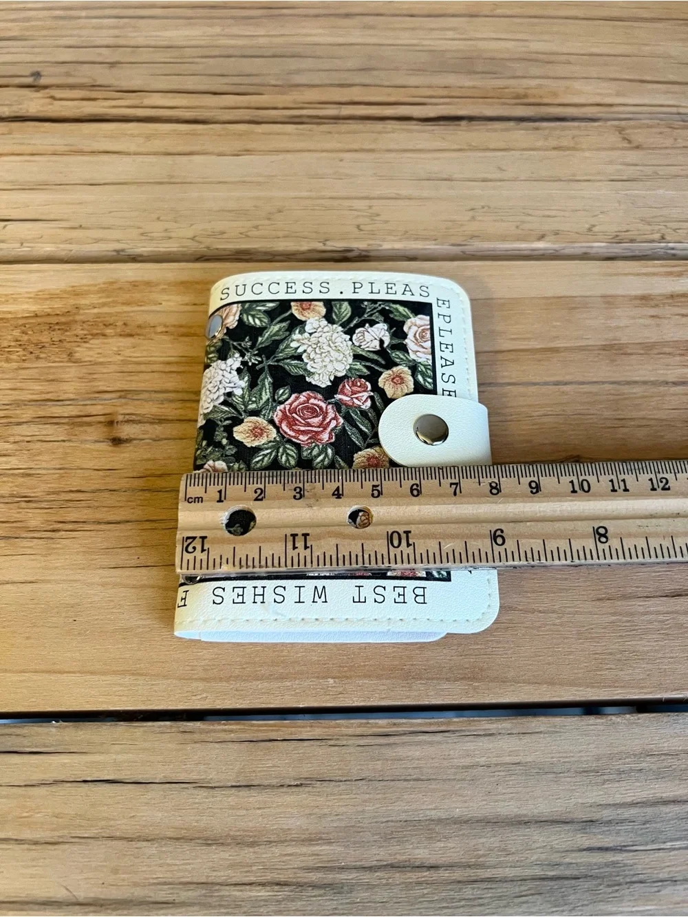Floral Snap Card Holder Wallet - Black Floral Print with Cream Trim-NWOT